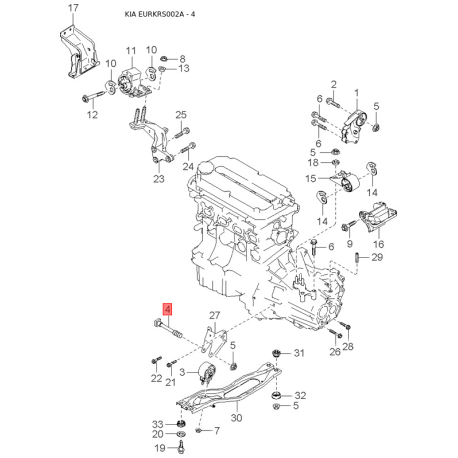 Щит заднього стоянкового гальма без колодок задній лівий 0K2FA-26291 Mobis - 0K2FA26291 - схема з каталогу 4, EURKRS002A 0K2FA26291