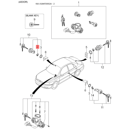 Шарнірний комплект приводного вала KK388-22520 Mobis - KK38822520 - схема з каталогу 2, USAKFD002A KK38822520