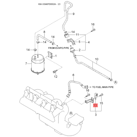 Пильовик кермового механізму 0K30A-340A5A Mobis - 0K30A340A5A - схема з каталогу 13, USAKFD002A 0K30A340A5A