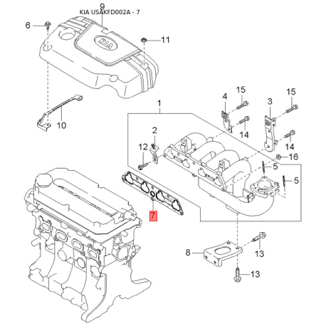Рычаг подвески колеса правый 54501-FD000 Mobis - 54501FD000 - схема с каталога 7, USAKFD002A 54501FD000