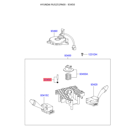 Контактное кольцо, генератор 93451-25000 Mobis - 9345125000 - схема с каталога 93450, RUS251PA00 9345125000