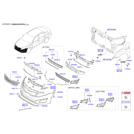 Датчик, система помощи при парковке 95720-2T5504SS Mobis - 957202T5504SS - схема с каталога 95720E, KEURPTF14 957202T5504SS
