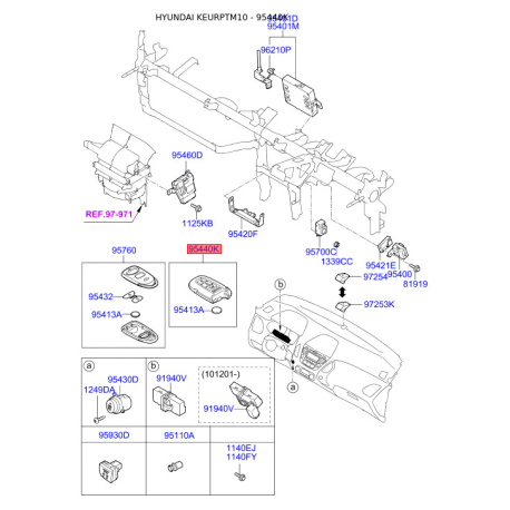 Брелок без ключа 95440-2S500 Mobis - 954402S500 - схема с каталога 95440K, KEURPTM10 954402S500