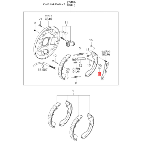 Кулак задній лівий 0K2FB-26120C Mobis - 0K2FB26120C - схема з каталогу 7, EURKRS002A 0K2FB26120C