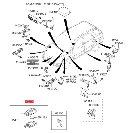 Трансмітер 95430-1F300 Mobis - 954301F300 - схема з каталогу 95760, SEURPFQZ07 954301F300