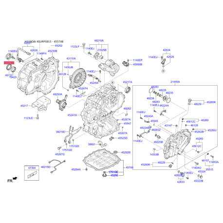 Уплотняющее кольцо вала, привод спидометра 48232-02210 Mobis - 4823202210 - схема с каталога 45574B, KEURPSB15 4823202210