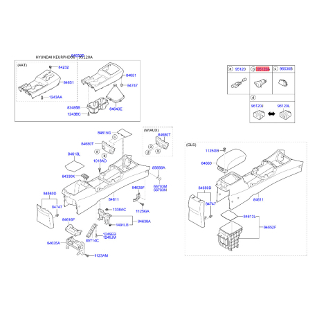 Прикуриватель 95120-2H3008M Mobis - 951202H3008M - схема с каталога 95120A, KEURPHD06 951202H3008M