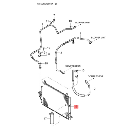 Кріплення внутрішньої ручки дверей 0K2FA-66358 Mobis - 0K2FA66358 - схема з каталогу 16, EURKRS002A 0K2FA66358