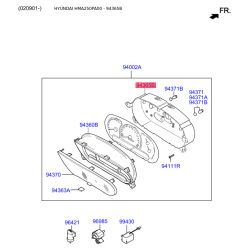 Панель приборов (щиток), в сборе и комплектующие 94365-25000 Mobis