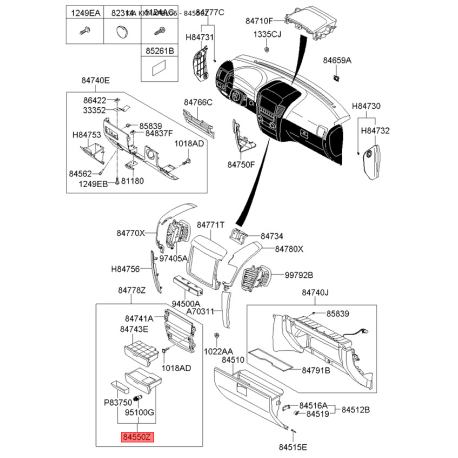 Попільничка 84550-3E5508W Mobis - 845503E5508W - схема з каталогу 84550Z, KKMAPBL06 845503E5508W