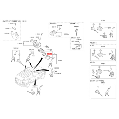 Иммобилайзер 95401-2Y000 Mobis - 954012Y000 - схема с каталога 95440I, SEURPSLZ10 954012Y000