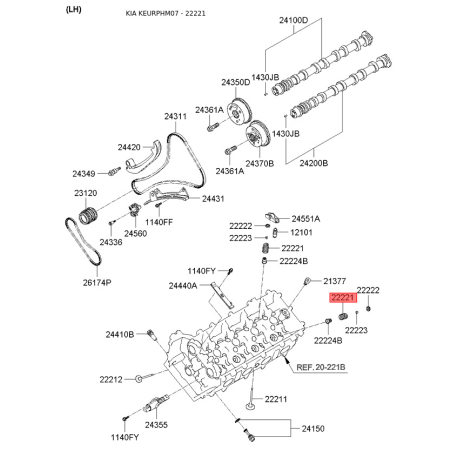 Пружина клапана 22221-3C105 Mobis - 222213C105 - схема с каталога 22221, KEURPHM07 222213C105