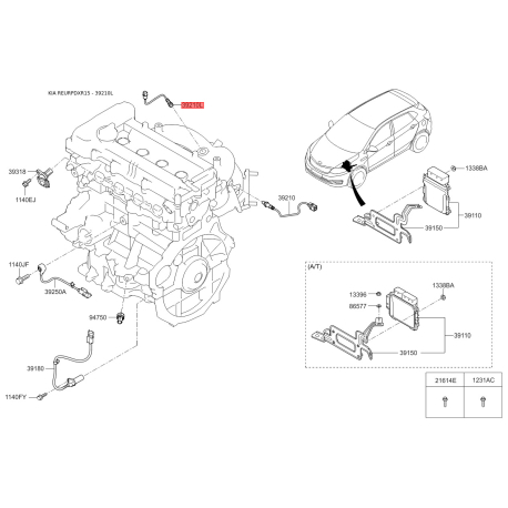 Датчик кисню (лямбда-зонд) 39210-2B100 Mobis - 392102B100 - схема з каталогу 39210L, REURPDXR15 392102B100