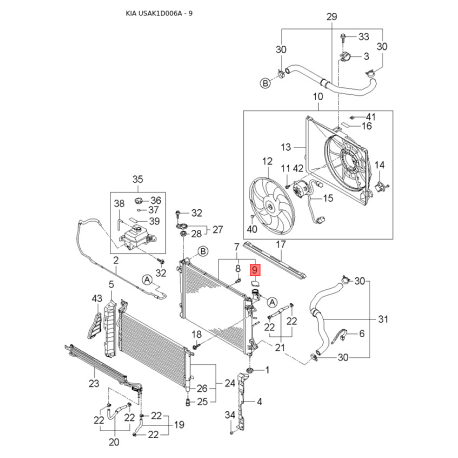 Випрямляч, генератор 37367-3E100 Mobis - 373673E100 - схема з каталогу 9, USAK1D006A 373673E100
