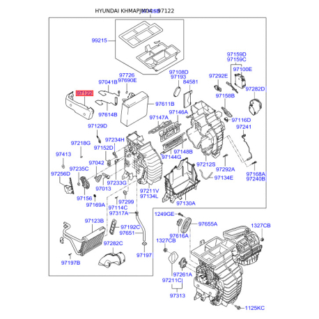 Крышка (корпус или кронштейн) отопителя 97195-2E250 Mobis - 971952E250 - схема с каталога 97122, KHMAPJM04 971952E250
