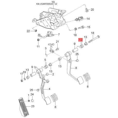 Уплотнитель (прокладка), стекло двери правый 0K30A-58605A Mobis - 0K30A58605A - схема с каталога 12, USAKFD002A 0K30A58605A