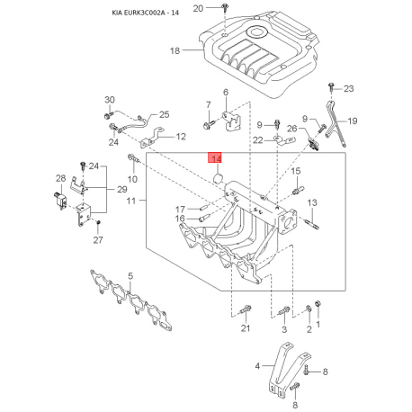 Подушка безопасности на руль 56900-3C010BT Mobis - 569003C010BT - схема с каталога 14, EURK3C002A 569003C010BT