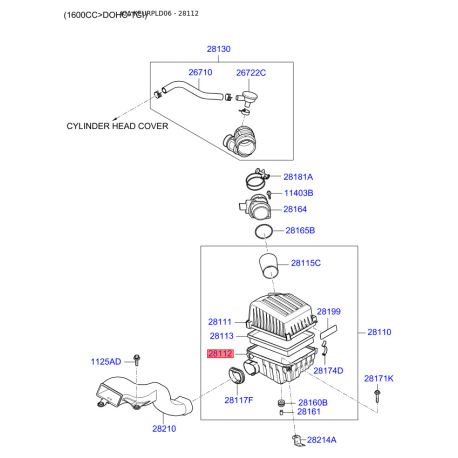 Фильтр воздушный 28112-2F800 Mobis - 281122F800 - схема с каталога 28112, KEURPLD06 281122F800