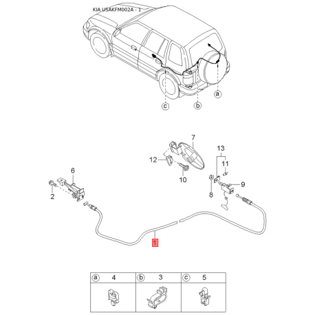 Сошка кермового керування 0K08A-32251 Mobis - 0K08A32251 - схема з каталогу 1, USAKFM002A 0K08A32251