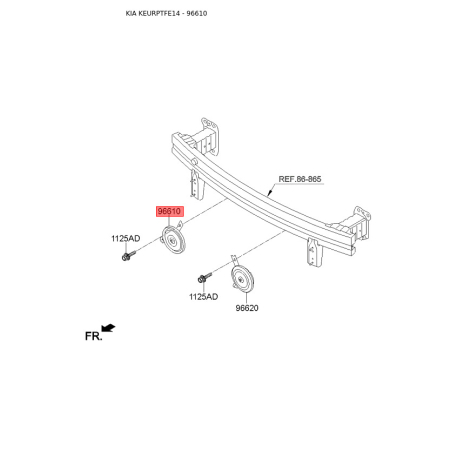 Звуковий сигнал 96610-4U400 Mobis - 966104U400 - схема з каталогу 96610, KEURPTFE14 966104U400