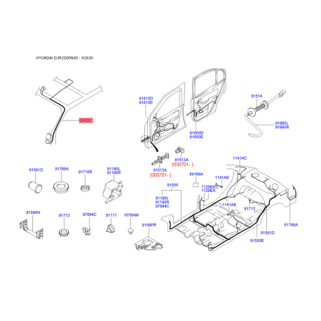 Проводка (джгут, коса) даху 91660-2D100 Mobis - 916602D100 - схема з каталогу 91630, EUR2D0PA00 916602D100
