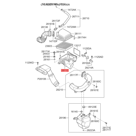 Фільтр повітряний 28112-1D300 Mobis - 281121D300 - схема з каталогу 28112, KEURPUN06 281121D300