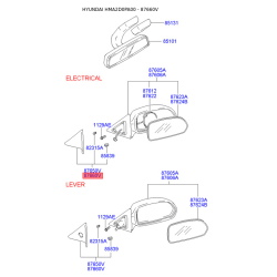 Зеркало наружное правое 87660-2D010 Mobis