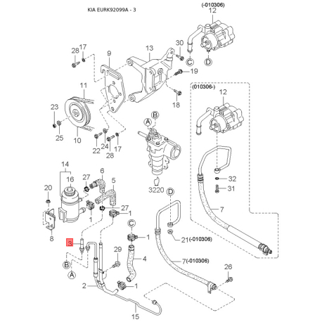 Паливопровід 0K084-45111 Mobis - 0K08445111 - схема з каталогу 3, EURK92099A 0K08445111