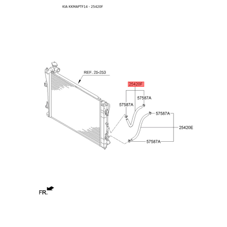 Масляный шланг 25425-3S000 Mobis - 254253S000 - схема с каталога 25420F, KKMAPTF14 254253S000
