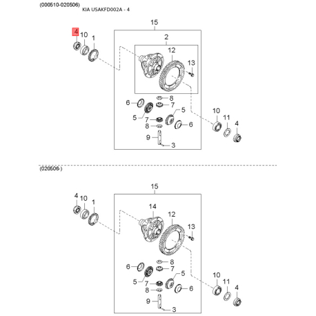 Шланг (патрубок) системи охолодження 0K30E-13681 Mobis - 0K30E13681 - схема з каталогу 4, USAKFD002A 0K30E13681