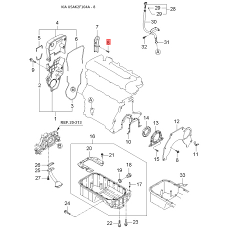 Катушка, электромагнитное сцепление - копрессор 97641-2F000 Mobis - 976412F000 - схема с каталога 8, USAK2F104A 976412F000