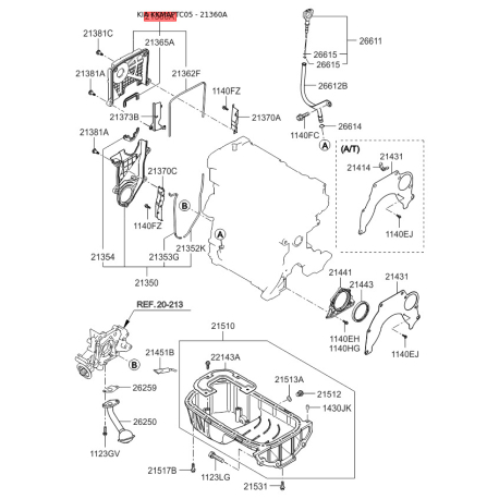 Кришка захисна ременя розподільчого вала верхня 21360-26002 Mobis - 2136026002 - схема з каталогу 21360A, KKMAPTC05 2136026002