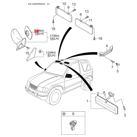 Утримувач запасного колеса 0K081-56920 Mobis - 0K08156920 - схема з каталогу 14, USAKFM002A 0K08156920