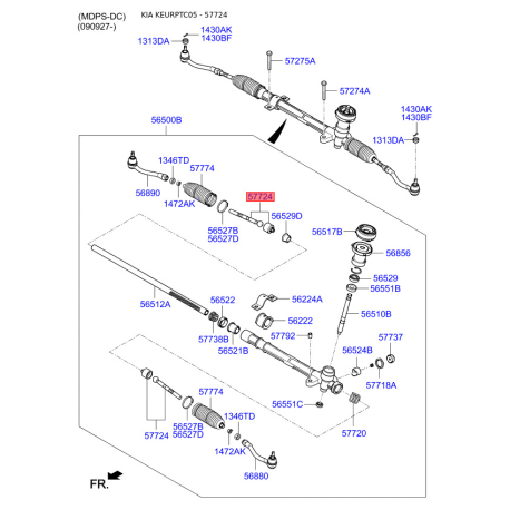 Тяга рулевая 57724-1E000 Mobis - 577241E000 - схема с каталога 57724, KEURPTC05 577241E000