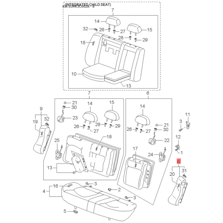 Комлектующее руля правый 56136-3D000 Mobis - 561363D000 - схема с каталога 8, EURK3C002A 561363D000