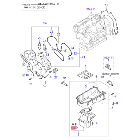 Шланг (трубка) вакуумна 28350-39100 Mobis - 2835039100 - схема з каталогу 19, USAK3E002A 2835039100
