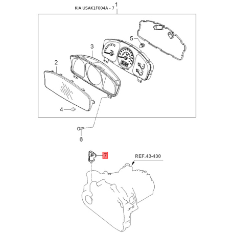 Вентилятор радиатора охлаждения 25350-2E400 Mobis - 253502E400 - схема с каталога 7, USAK1F004A 253502E400