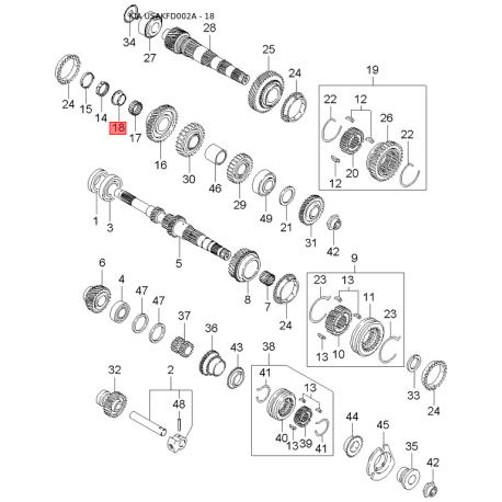 Кришка, ручка дверей ліва 0K30C-59410XX Mobis - 0K30C59410XX - схема з каталогу 18, USAKFD002A 0K30C59410XX