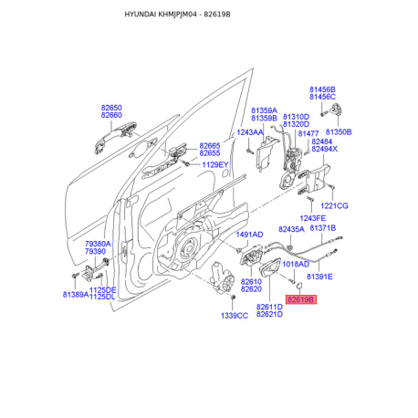 Винт обивки салона 82619-2E000J9 Mobis - 826192E000J9 - схема с каталога 82619B, KHMJPJM04 826192E000J9