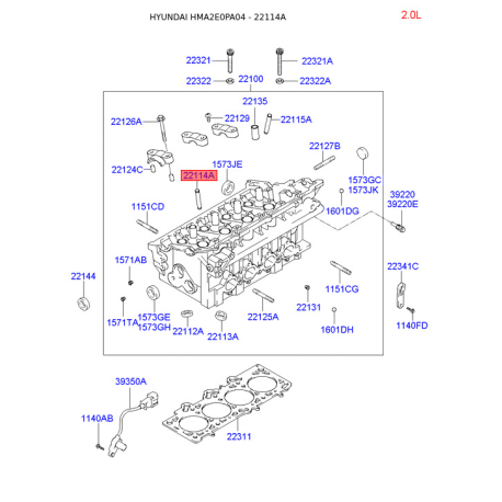 Напрямна втулка клапана 22114-23911 Mobis - 2211423911 - схема з каталогу 22114A, HMA2E0PA04 2211423911