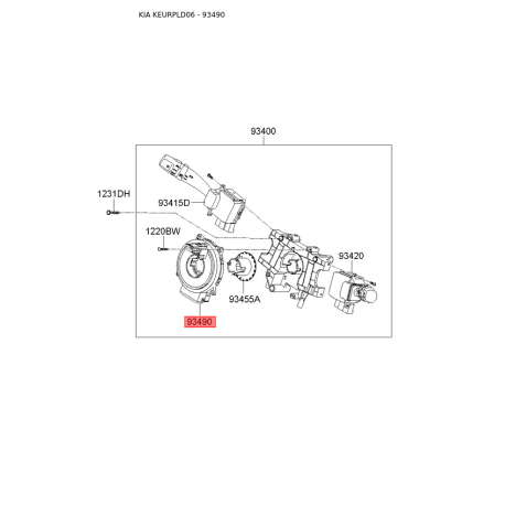 Витая пружина, подушка безопасности 93490-2F111 Mobis - 934902F111 - схема с каталога 93490, KEURPLD06 934902F111