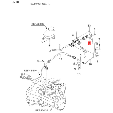 Фара основная левая 92101-2F225 Mobis - 921012F225 - схема с каталога 1, EURK2F003A 921012F225