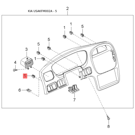 Ручка (поручень), внутреннее оснащение 0G030-69471A06 Mobis - 0G03069471A06 - схема с каталога 5, USAKFM002A 0G03069471A06