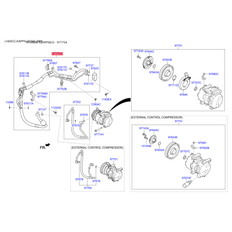 Трубопровод высокого / низкого давления, кондиционер 97775-1R300 Mobis - 977751R300 - схема с каталога 97775A, KEURPSB15 977751R300