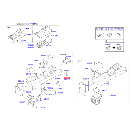 Центральная консоль комлекующие правая 84626-2H0004W Mobis - 846262H0004W - схема с каталога 66703M, KEURPHD06 846262H0004W