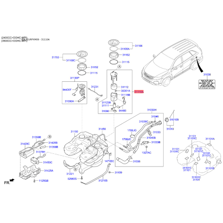 Блок (модуль) топливного насоса 31110-2P400 Mobis - 311102P400 - схема с каталога 31110A, KEURPXM09 311102P400
