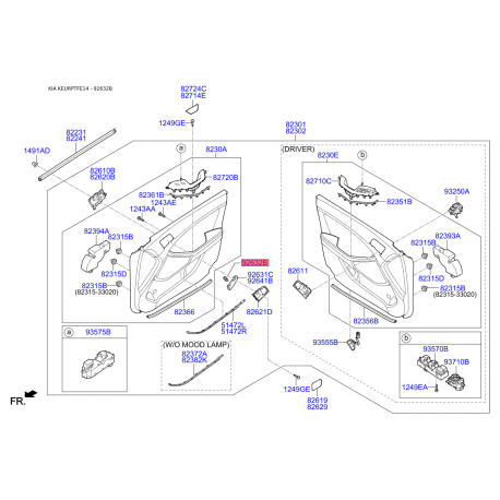 Підсвічування оббивки дверей 92630-3R000 Mobis - 926303R000 - схема з каталогу 92632B, KEURPTFE14 926303R000