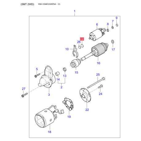 Седло клапана 22113-26001 Mobis - 2211326001 - схема с каталога 11, USAK1G005A 2211326001