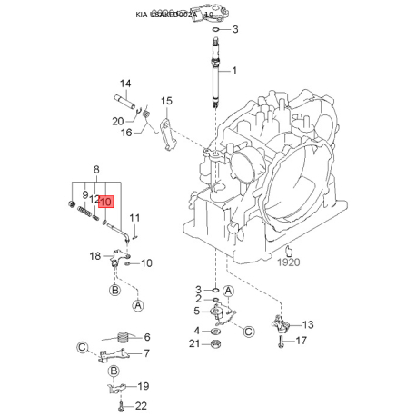 Болт крепления переднего амортизатора KB455-34112B Mobis - KB45534112B - схема с каталога 10, USAKFD002A KB45534112B