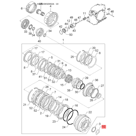 Втулка (подушка) крепления рулевого механизма 0K2A2-32124 Mobis - 0K2A232124 - схема с каталога 10, RUSKSD002A 0K2A232124